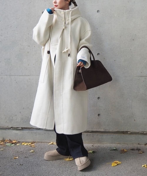 hooded duffle long coat /スタンドカラーフーデットロングダッフル