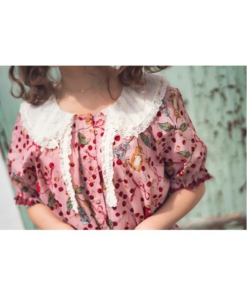 PINK HOUSE（ピンクハウス）の「キャットチェリードロップ柄ミディ