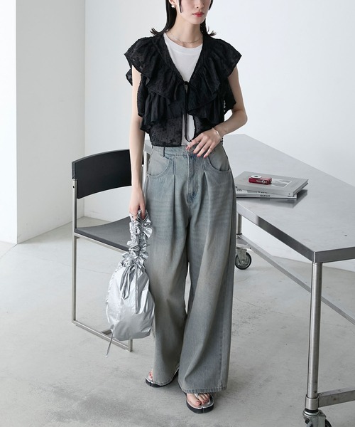 forksy.】【オケージョン対応】2wayラッフルオーガンジーボリューム