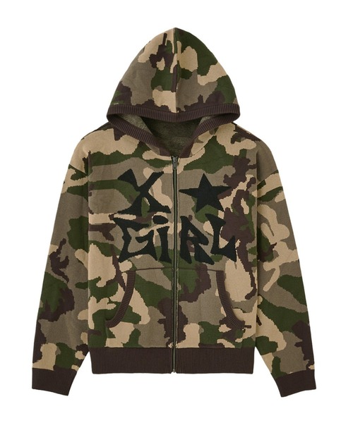 セール】JACQUARD KNIT ZIP UP HOODIE（ニット/セーター）｜X-girl