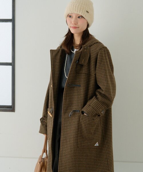 セール】【軽量で暖かい】【GEVACO】チェック柄ダッフルロングコート