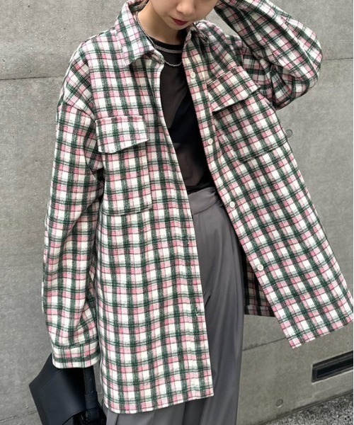 Ameri（アメリ）の「UND CHECK WOOL OVER SHIRT（シャツ/ブラウス