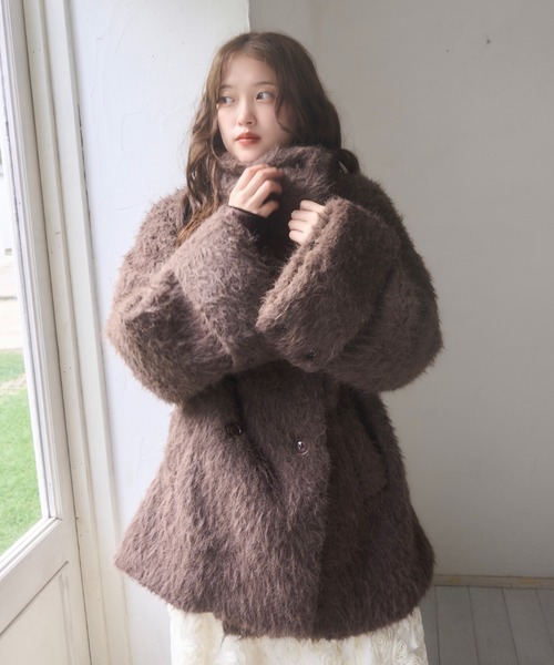 3wayスタンドカラーシャギーコート（チェスターコート）｜mellowneon