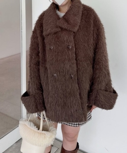 3wayスタンドカラーシャギーコート（チェスターコート）｜mellowneon