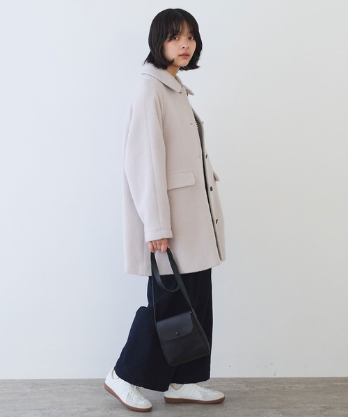 セール】モへヤ/カシミヤ シャギー Aラインコート（ステンカラーコート