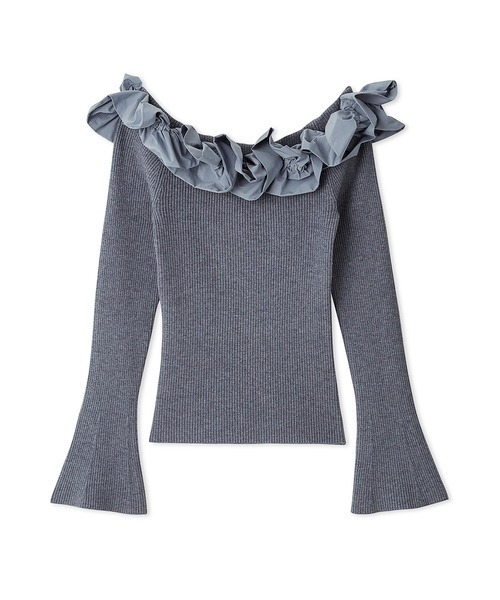 LILY BROWN（リリーブラウン）の「ボリュームフリルニットトップス