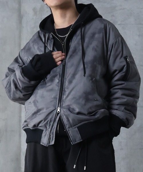 AW ヴィンテージスモークウォッシュ柄 アブストラクト柄 ダブルジップ