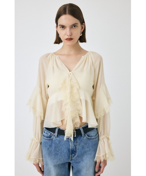 セール】【25年AW新作】LACE TRIM TIE ブラウス（シャツ/ブラウス