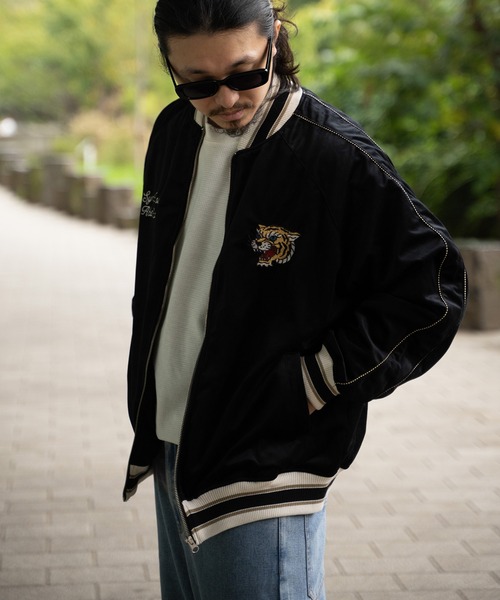 セール】ベロアトラ刺繍スカジャン（ブルゾン）｜POWER TO THE PEOPLE