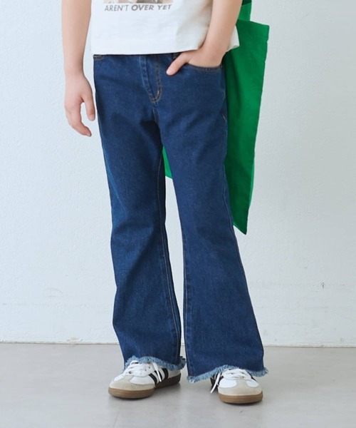 セール】【新色追加】【KIDS】【TYPY DENIM】甘織り裾フリンジフレア