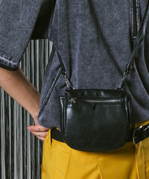UNISEX》Goat Leather Flap Mini Shoulder Bag/ゴートレザーフラップ