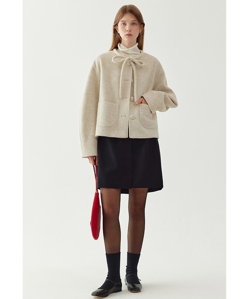 リボンタイ ショートウールコート FQ24W101【Fano Studios