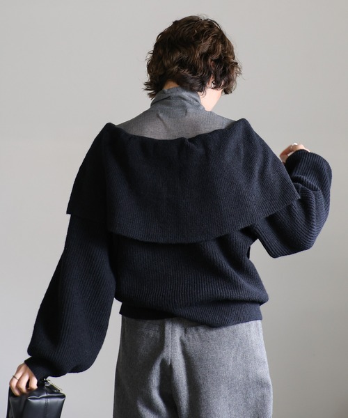 セール】アルパカタッチビッグケープニット（ニット/セーター