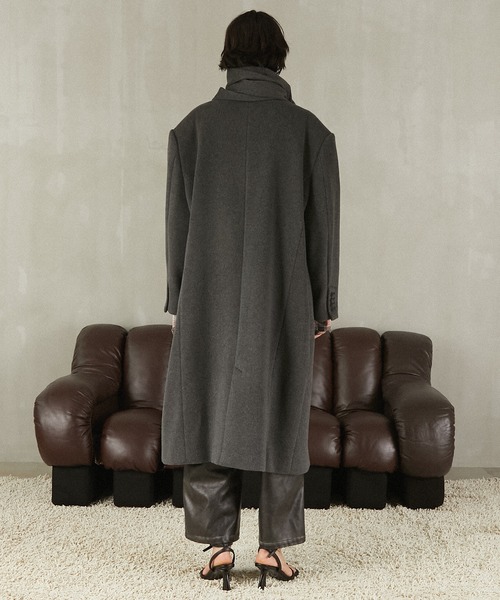 マフラー付きコート / Coat with Muffler（ノーカラーコート）｜PRANK