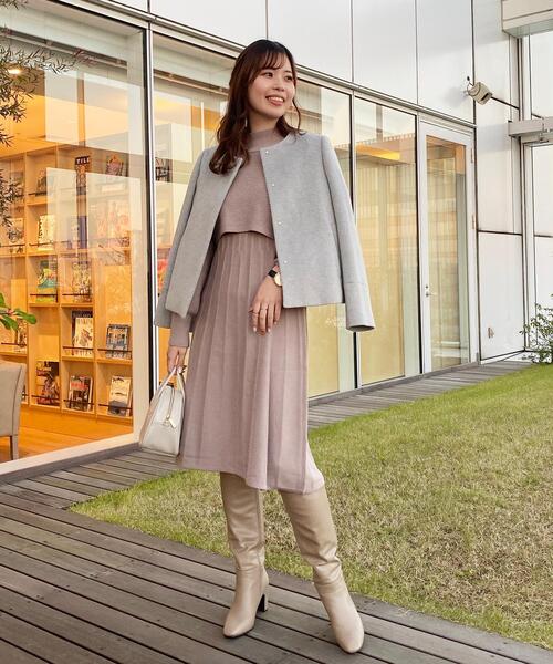 index（インデックス）の「◇カシミヤ混ノーカラーショートコート【WEB