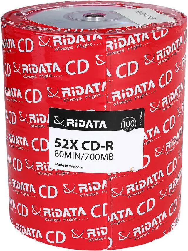 RiDATA 700 MB 52X CD-R 100 Packs Disc Model R80JS52-RDF100