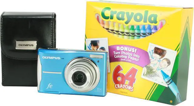 OLYMPUS FE-46 Light Blue 12.0 MP Digital Camera with a FREE CASE
