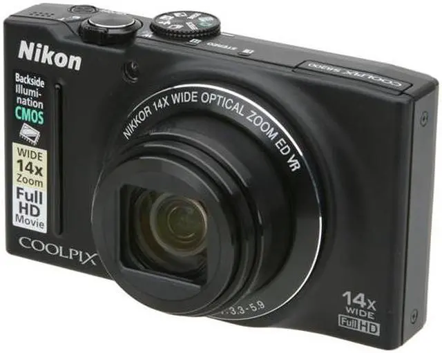 Nikon Coolpix S8200 Black 16.1 MP 25mm Wide Angle Digital Camera
