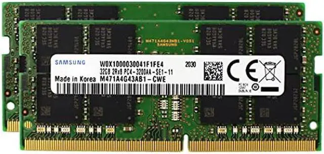 Samsung 64GB (2x32GB) DDR4 3200 MHz PC4-25600 SODIMM 2Rx8 CL22 1.2