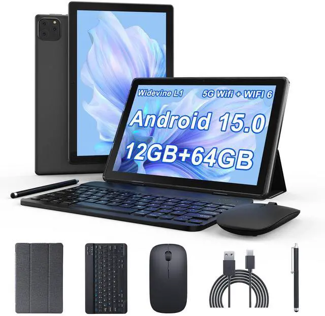 DIGITHINK Android 15, 10 inch Tablets 12GB 3GB+9GB Expand RAM 64GB