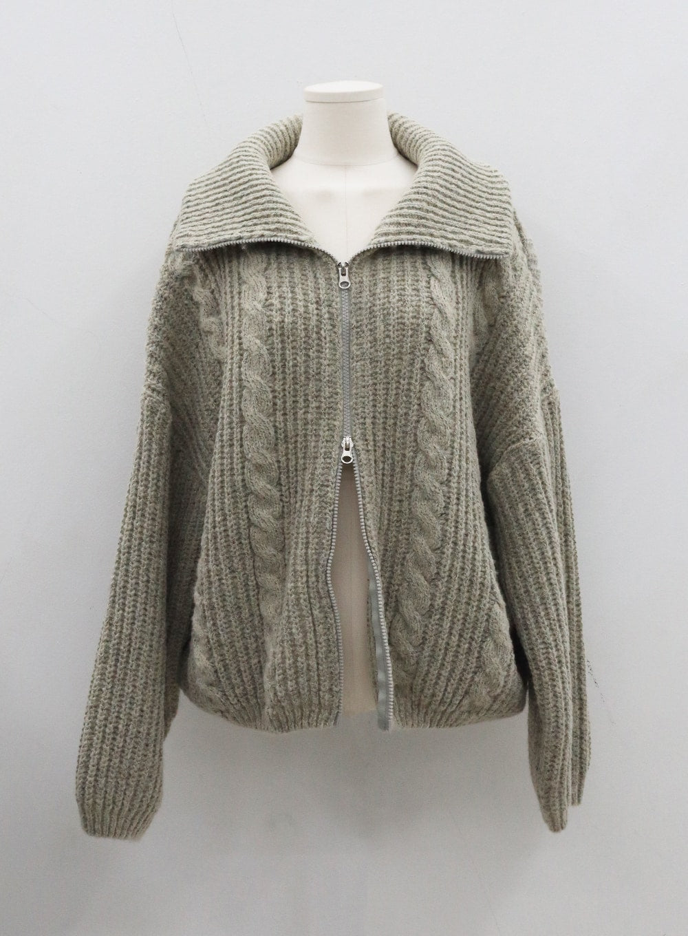 Twist Pattern Two Way Zipper Knit Cardigan CD20 - Korean Women's