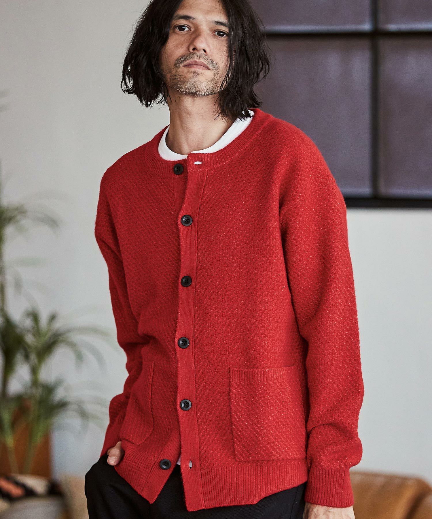 60%OFF【CAMBIO(カンビオ)】柄編みクルーネックカーディガン(CB23A-K04