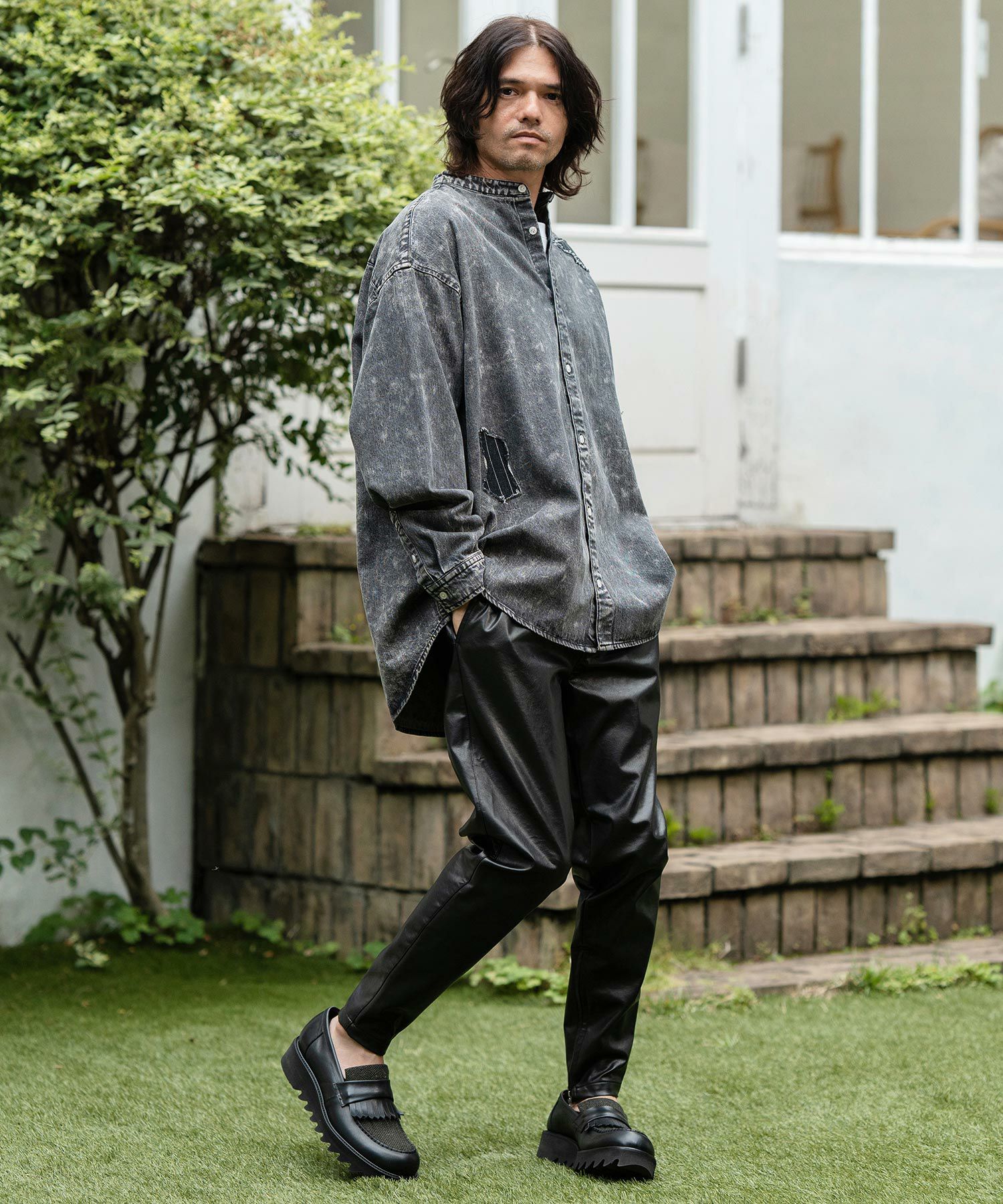 30%OFF【CAMBIO(カンビオ)】Vintage Like Synthetic Leather Side Zip