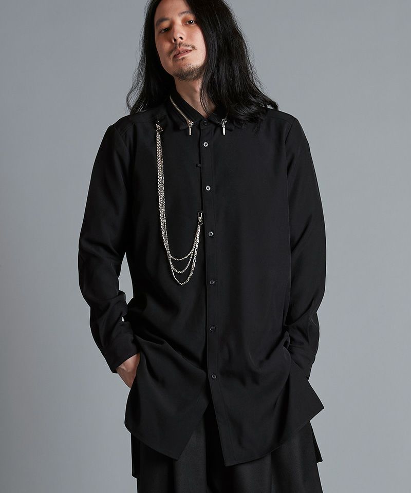 30%OFF【NO ID.(ノーアイディー)】ZIPﾁｪｰﾝﾛﾝｸﾞSH シャツ(455006-895S