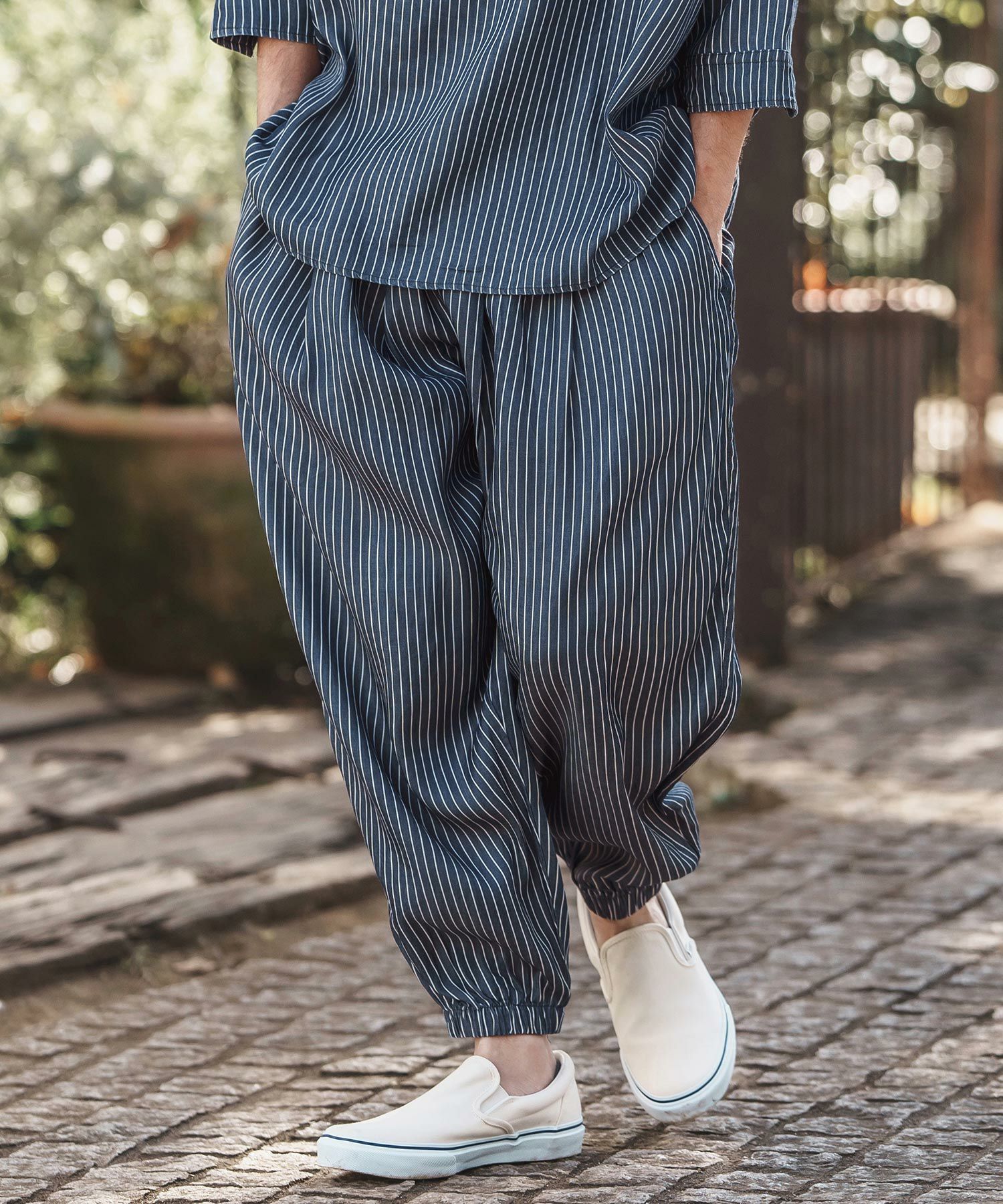 CAMBIO(カンビオ)】Silky Stripe Denim Balloon Pants バルーンパンツ