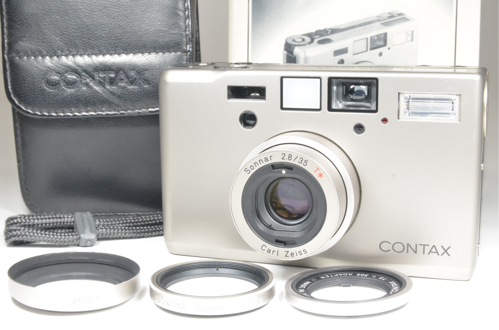 CONTAX T3 Data Back with Adapter, Filter and Lens Hood #a0655