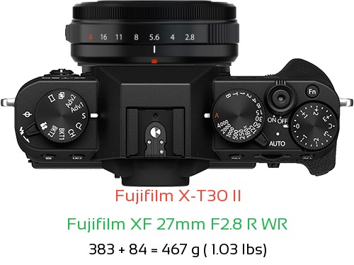 Fujifilm X-T30 II Camera and Fujifilm XF 27mm F2.8 R WR Lens