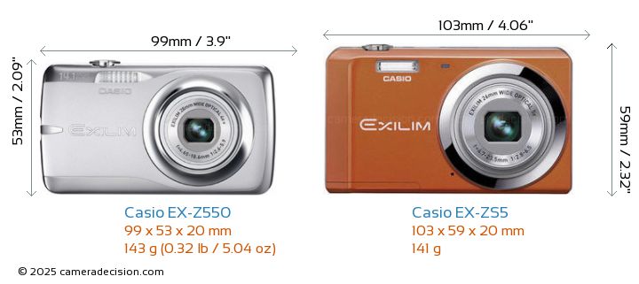 Casio EX-Z550 vs Casio EX-ZS5 Detailed Comparison