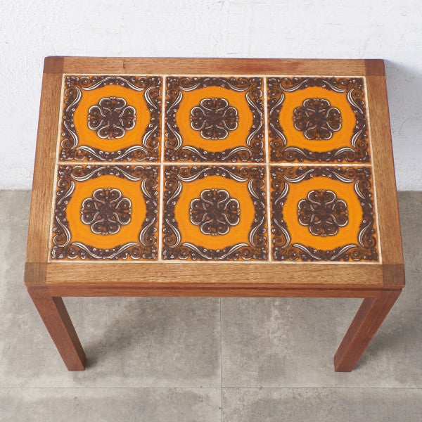 59441]英国 ヴィンテージ タイルトップ ローテーブル 北欧 スタイル