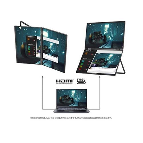 JAPANNEXT デュアルモバイルモニター HDMI USB Type-C 15.6型 ／フルHD