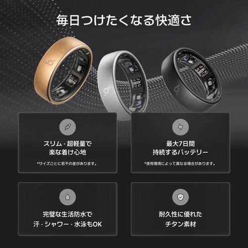b.ring BP115TNSV1 Pro モデル スマートリング チタン AI 健康管理