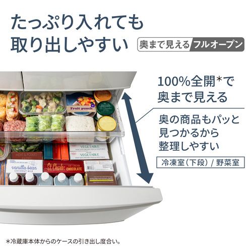 パナソニック 冷蔵庫 451L 観音開き 6ドア 幅68.5cm うす型 フル