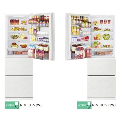 日立 R-V38TVL N 冷蔵庫 375L・左開き ライトゴールド RV38TVL N