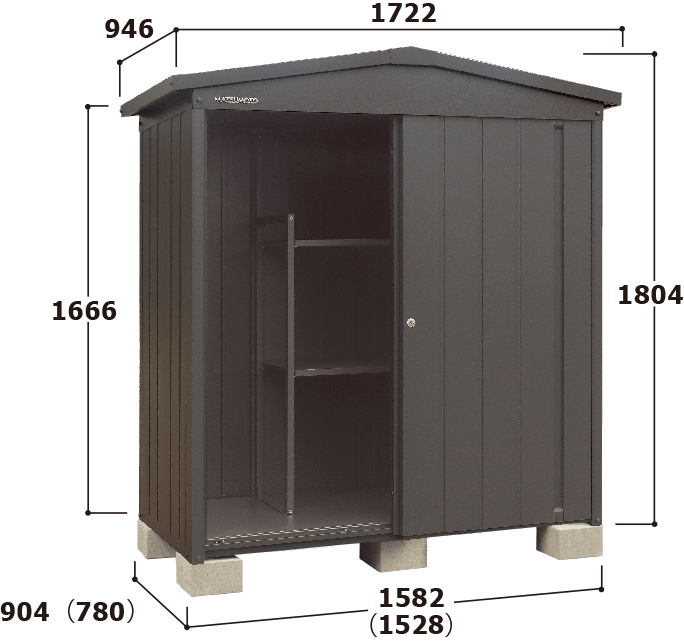 NT NT-159DN 幅172.2cm×奥行94.6cmサイズ|マツモト物置の物置・倉庫