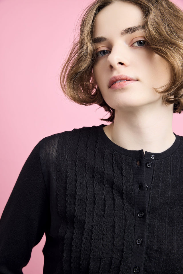 Caprino - カプリーノ | クルーネックカーディガン〔ブラック