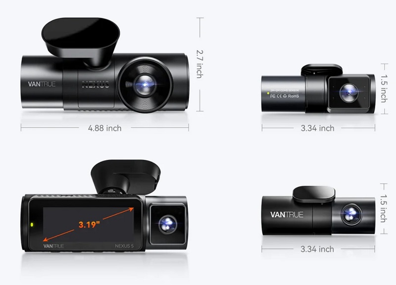 WiFi対応の3カメラドライブレコーダー