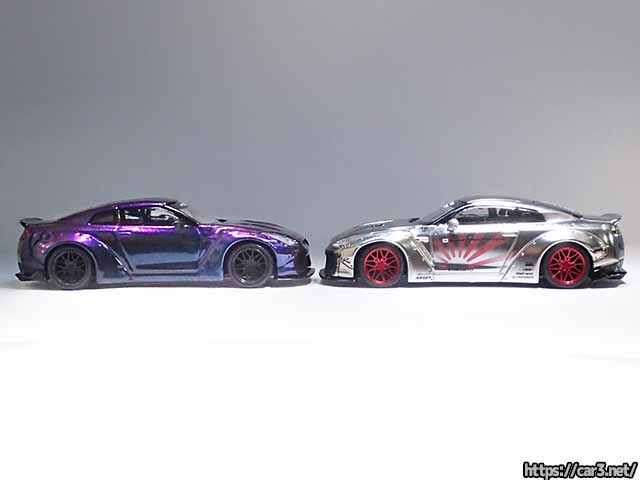 MINI GTの1/64LB-WORKS・日産R35 GT-Rマジックパープルはマジョーラ的