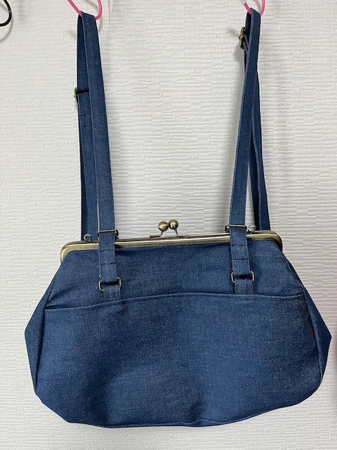 デニムのがま口リュック 青（あお） | G3sewing