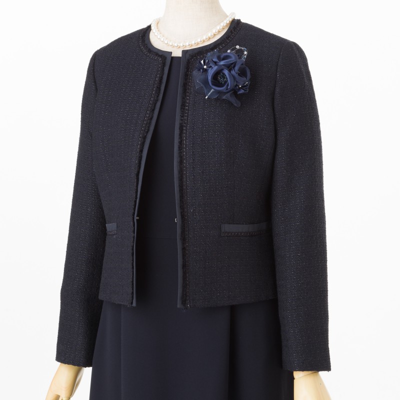 23区 ライトシャインツイードノーカラージャケット ネイビー系 | 結婚