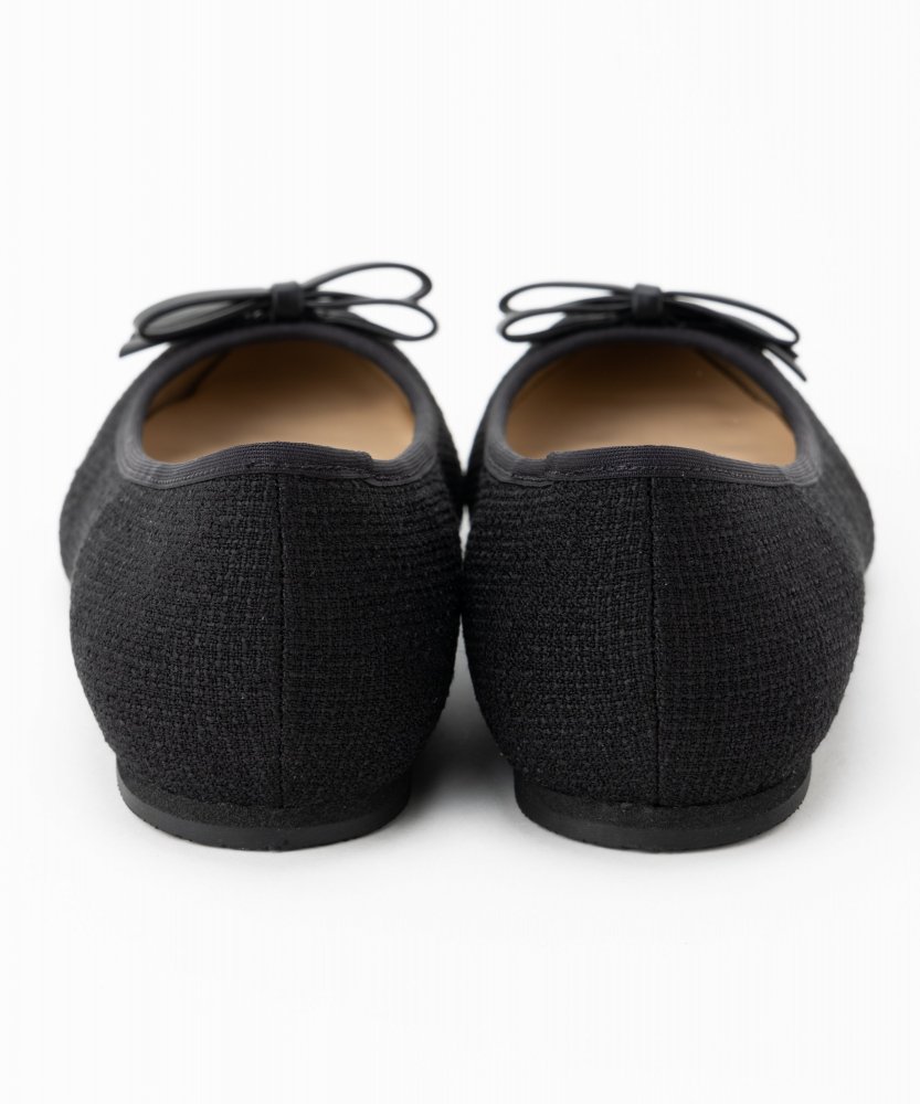 DIANA ダイアナ つま先グリッターリボンフラットパンプス ブラック系