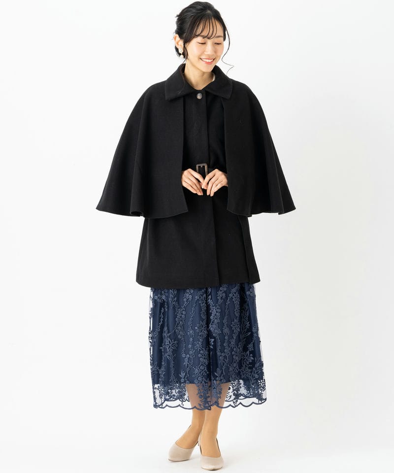 Select Shop ニットモッサマルチウェイケープコート ブラック系 | 結婚