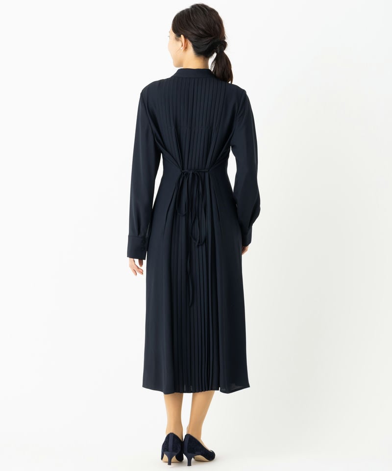 CELFORD セルフォード ボウタイAラインプリーツワンピース ネイビー系