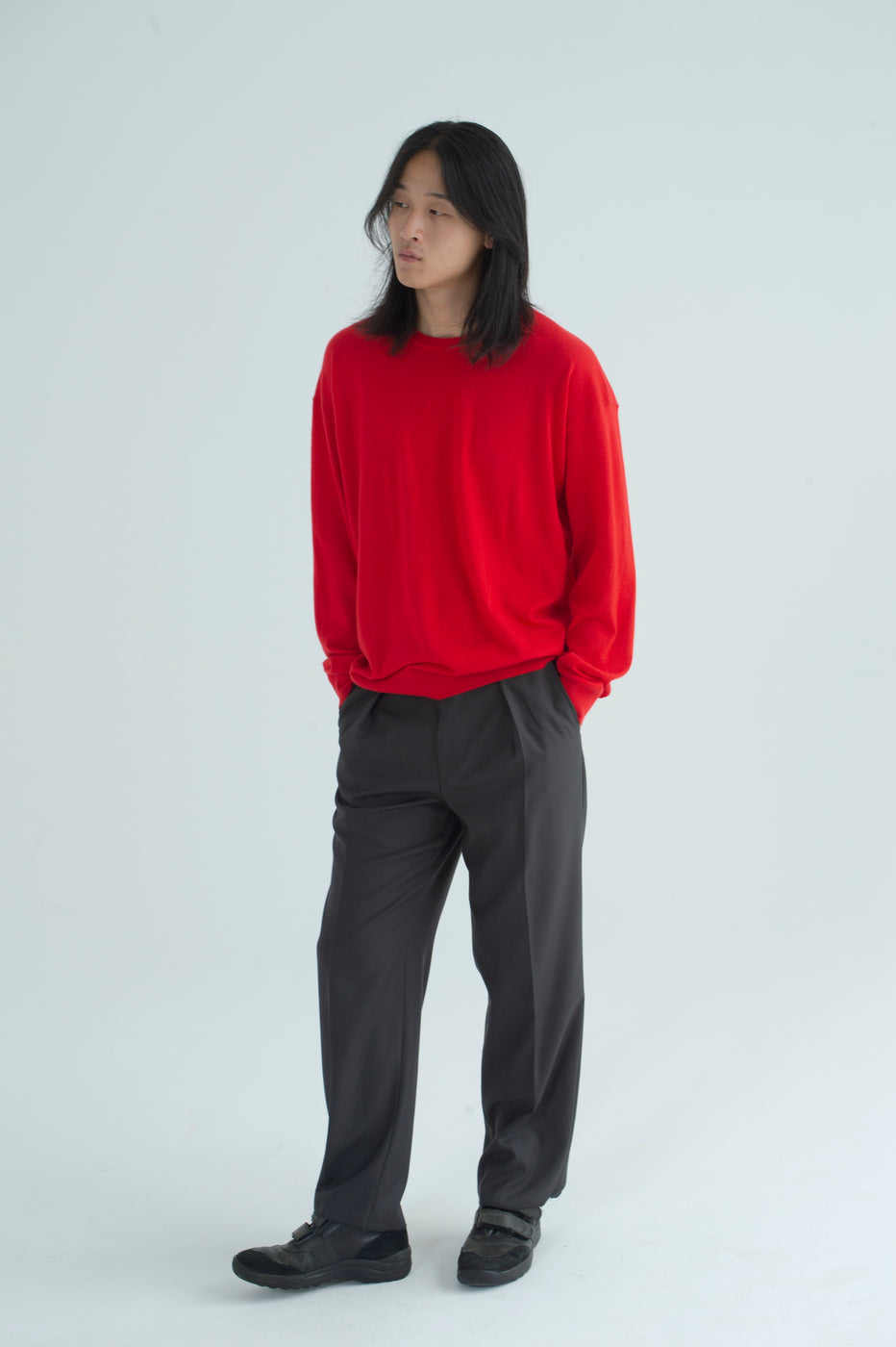 ウーステッドカシミヤ 150 クルーネック, Tomato Red – cash & barba
