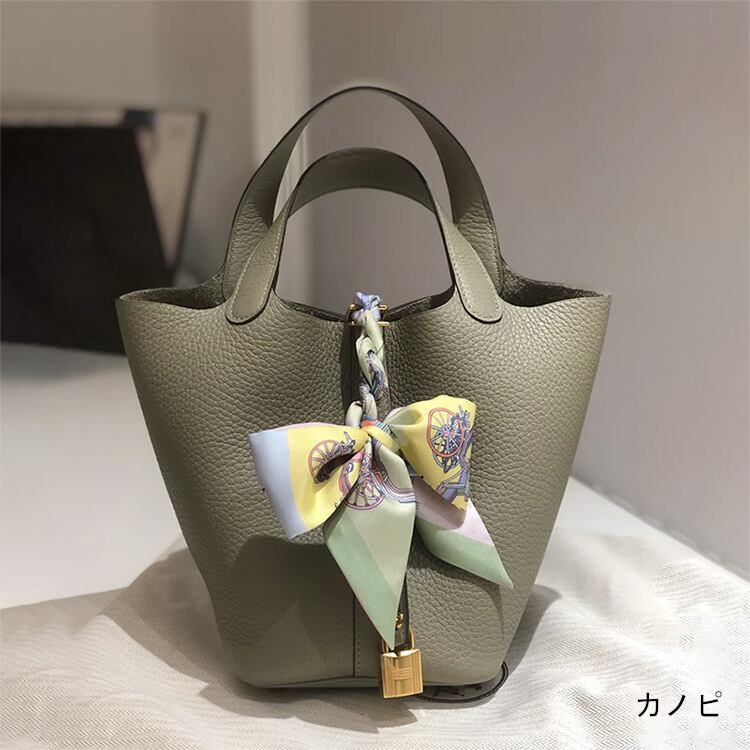 ピコタン風バッグ フランス革 最高級レザー キューブバッグ 18cm