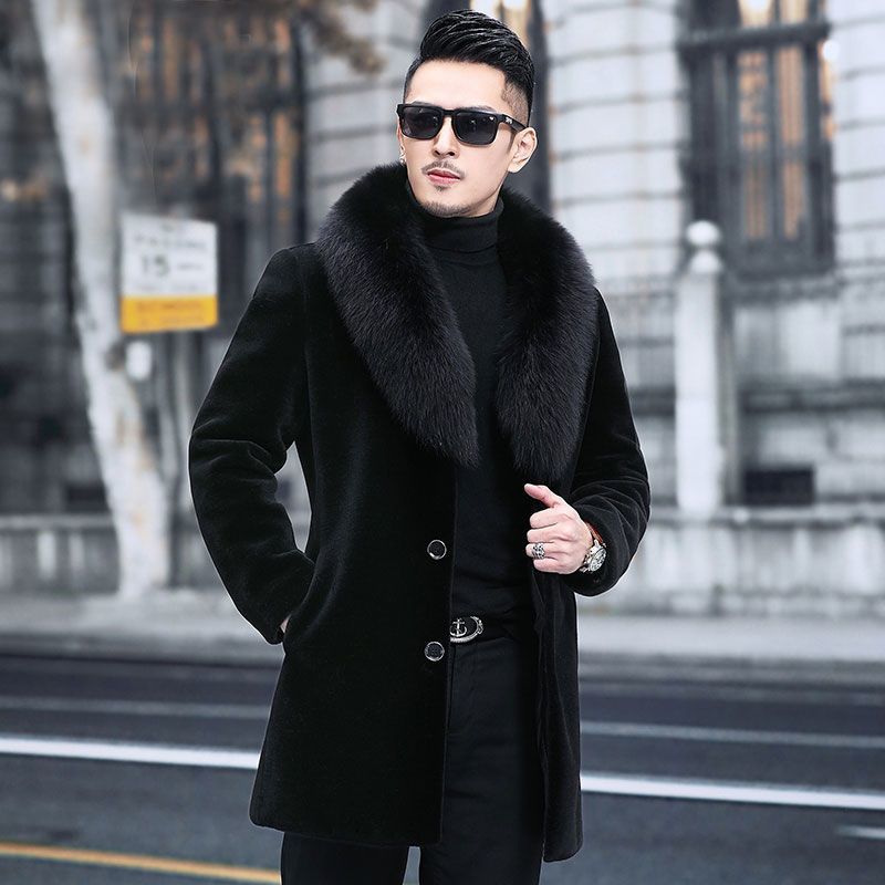 Men's Mink Coat Faux Fur Coat Winter Mink Velvet Hooded Jacket