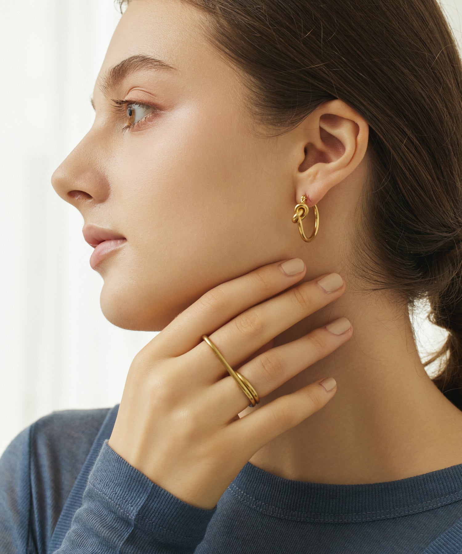 ゴールド]ノットフープピアス